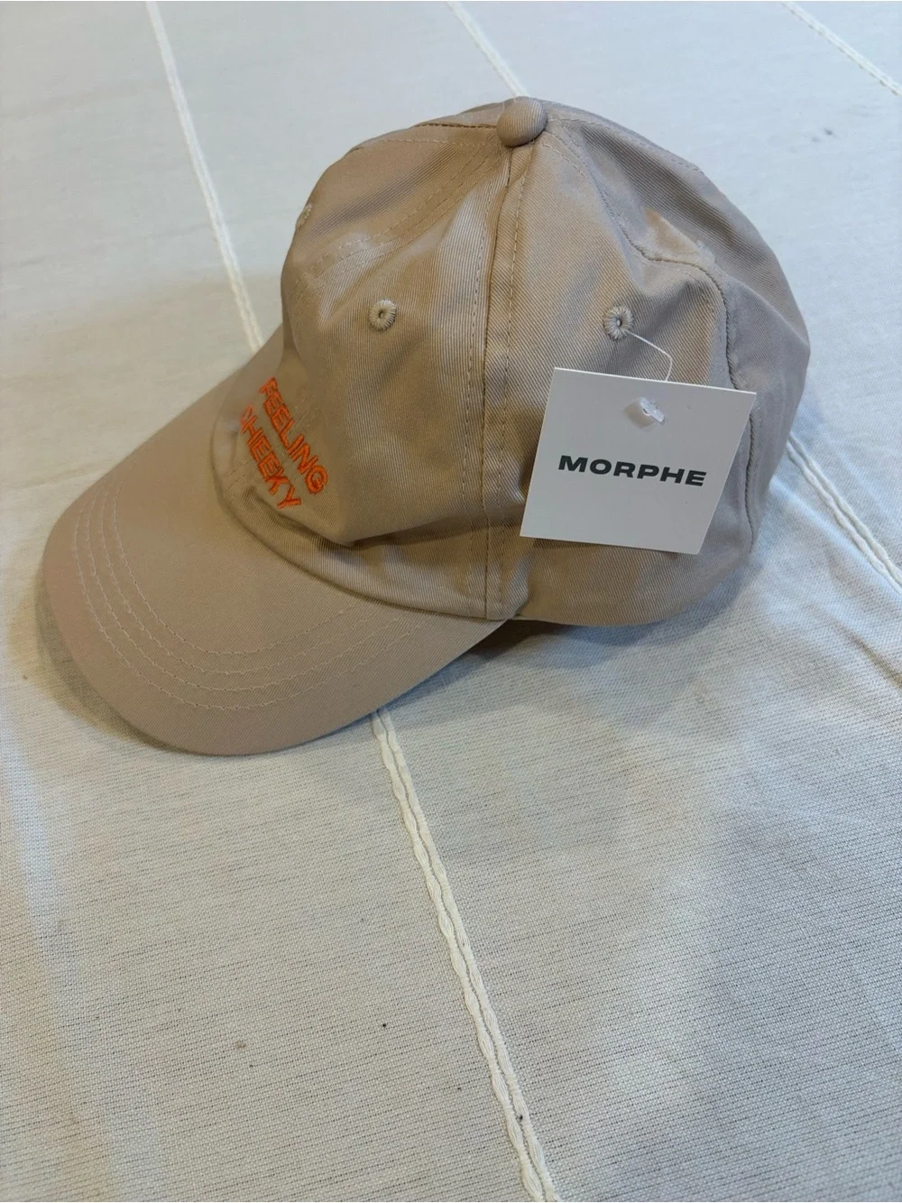 Morphe Feeling Cheeky Dad Hat Beige Embroidered Adjustable Baseball Cap NWT